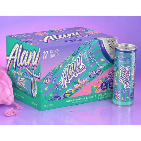 Alani Nu Energy Drink, Purple Cotton Candy, 12 fl. oz 12 pk.
