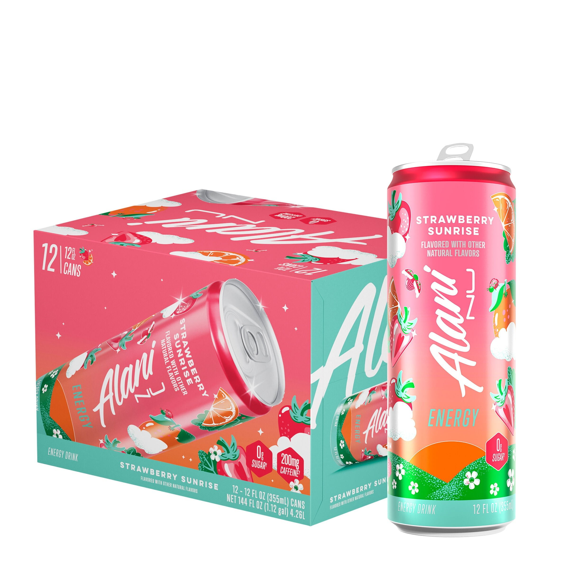 Alani Nu Energy Drink Strawberry Sunrise 12 oz 12 Pack