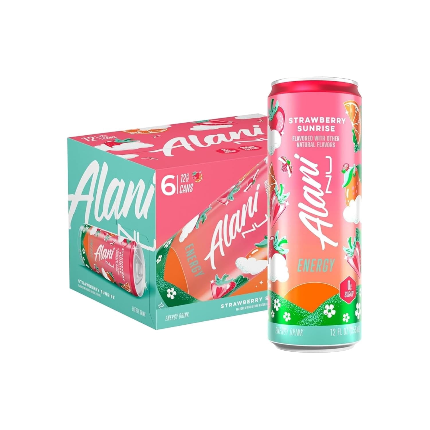 Alani Nu Energy Drink Strawberry Sunrise 12oz (6 Pack)