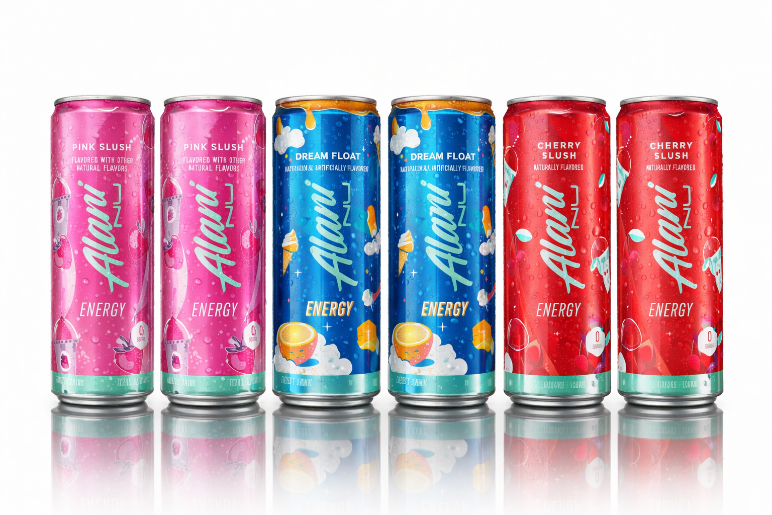 Alani Nu Energy Drink Variety Pack, 12 fl oz Cans (Pack of 6), Pink Slush, Dream Float & Cherry Slush, Zero Sugar, 200mg Caffeine