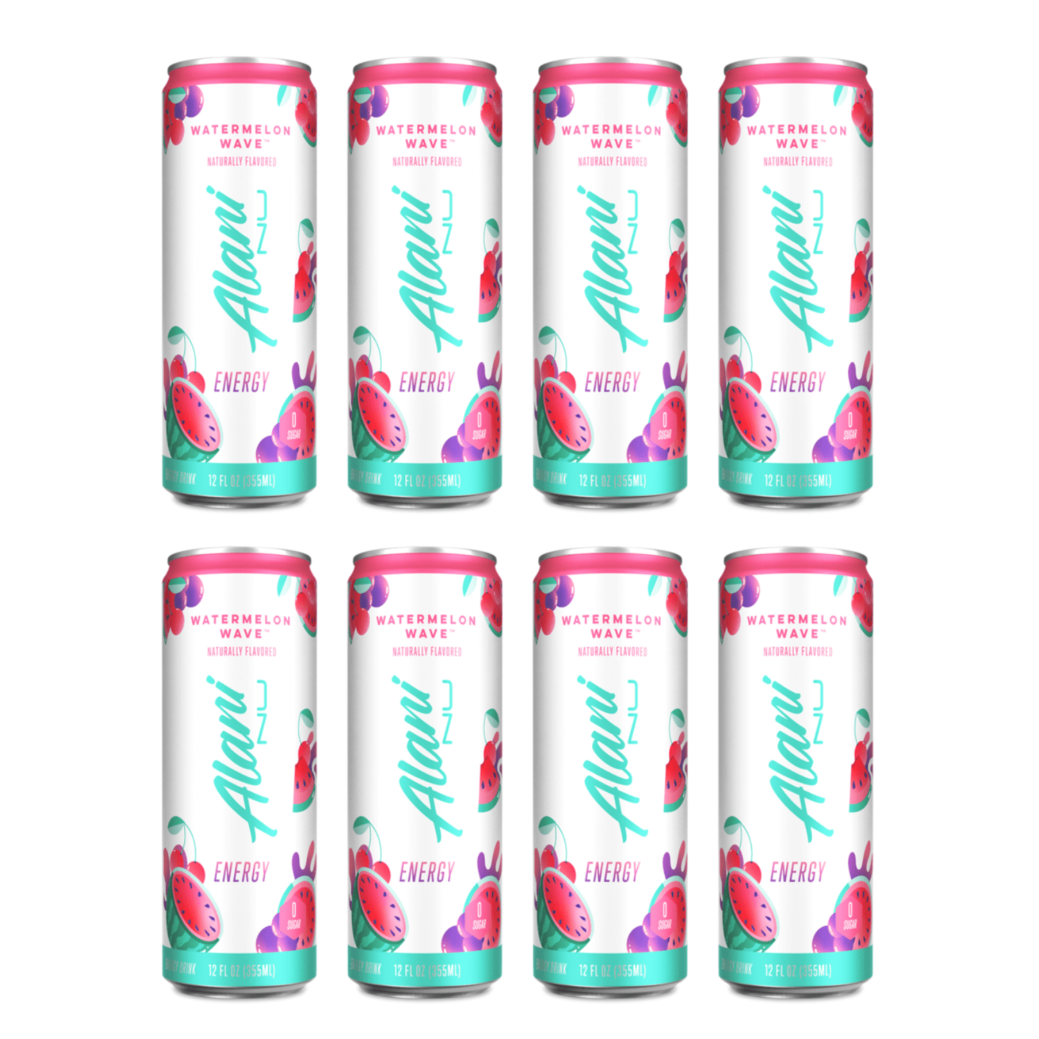 Alani Nu Energy Drink Watermelon Wave Flavor 12 fl oz Cans, 8 Pack Low Calorie Sugar Free Energy Beverage