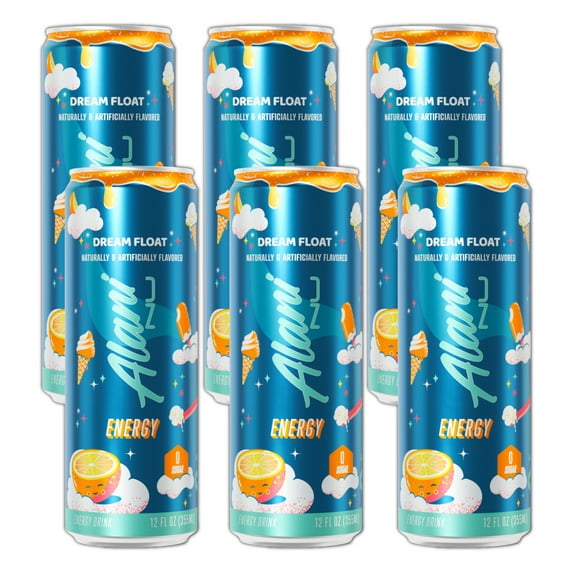 Alani Nu Energy Drinks Dream Float Zero Suger, Low - Calorie, Energy Boost Drinks 12 oz (6 Pack)