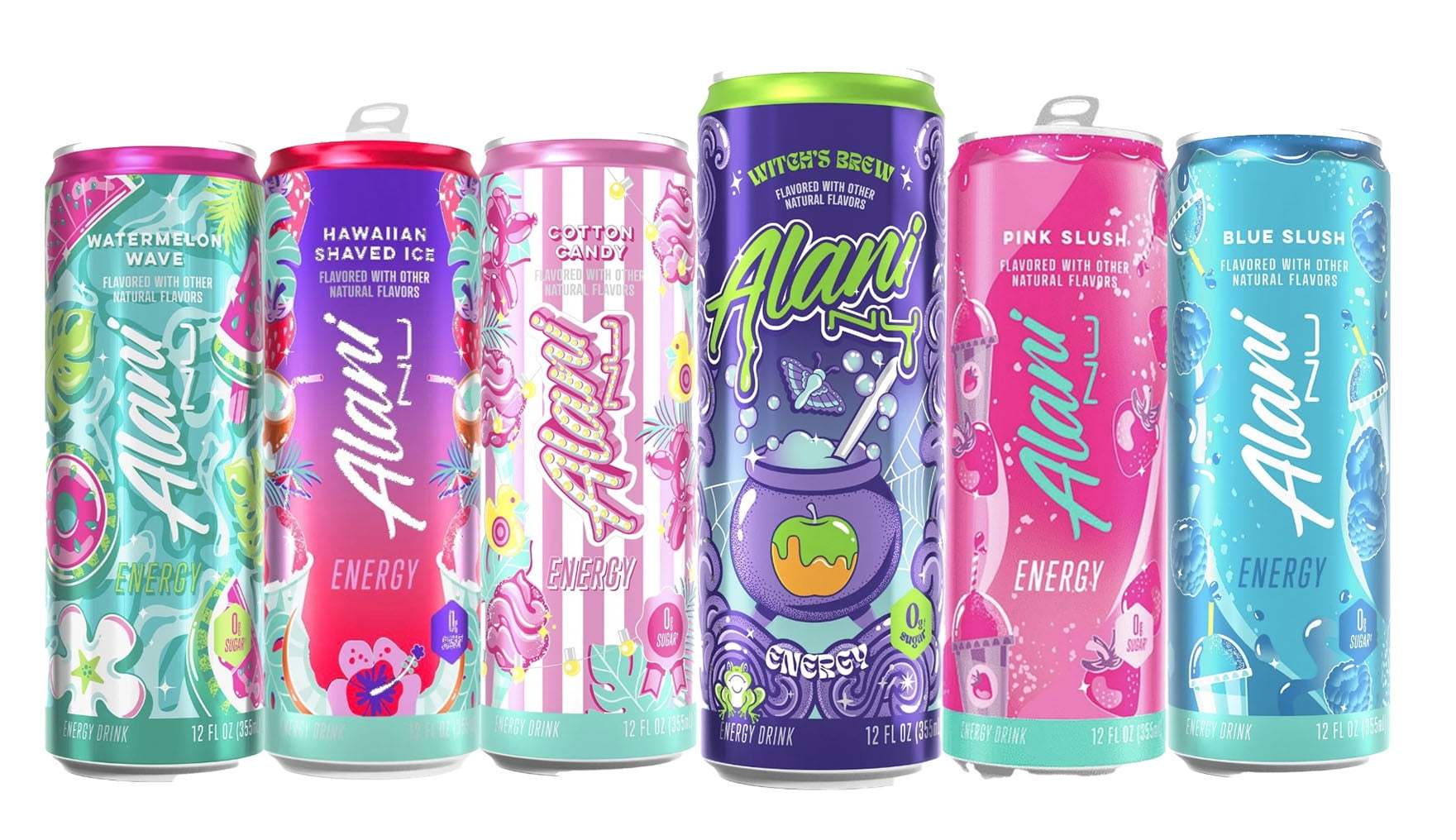Alani Nu Energy Drinks Variety Pack Witch's Brew, Cotton Candy, Pink ...