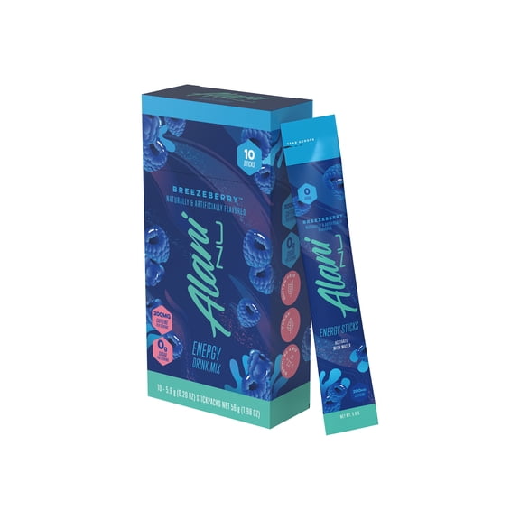 Alani Nu Energy Sticks, Breezeberry, 10 Count, 200mg Caffeine, Zero Sugar