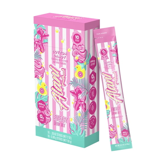 Alani Nu Energy Sticks, Cotton Candy, 10 Count, 200mg Caffeine, Zero Sugar
