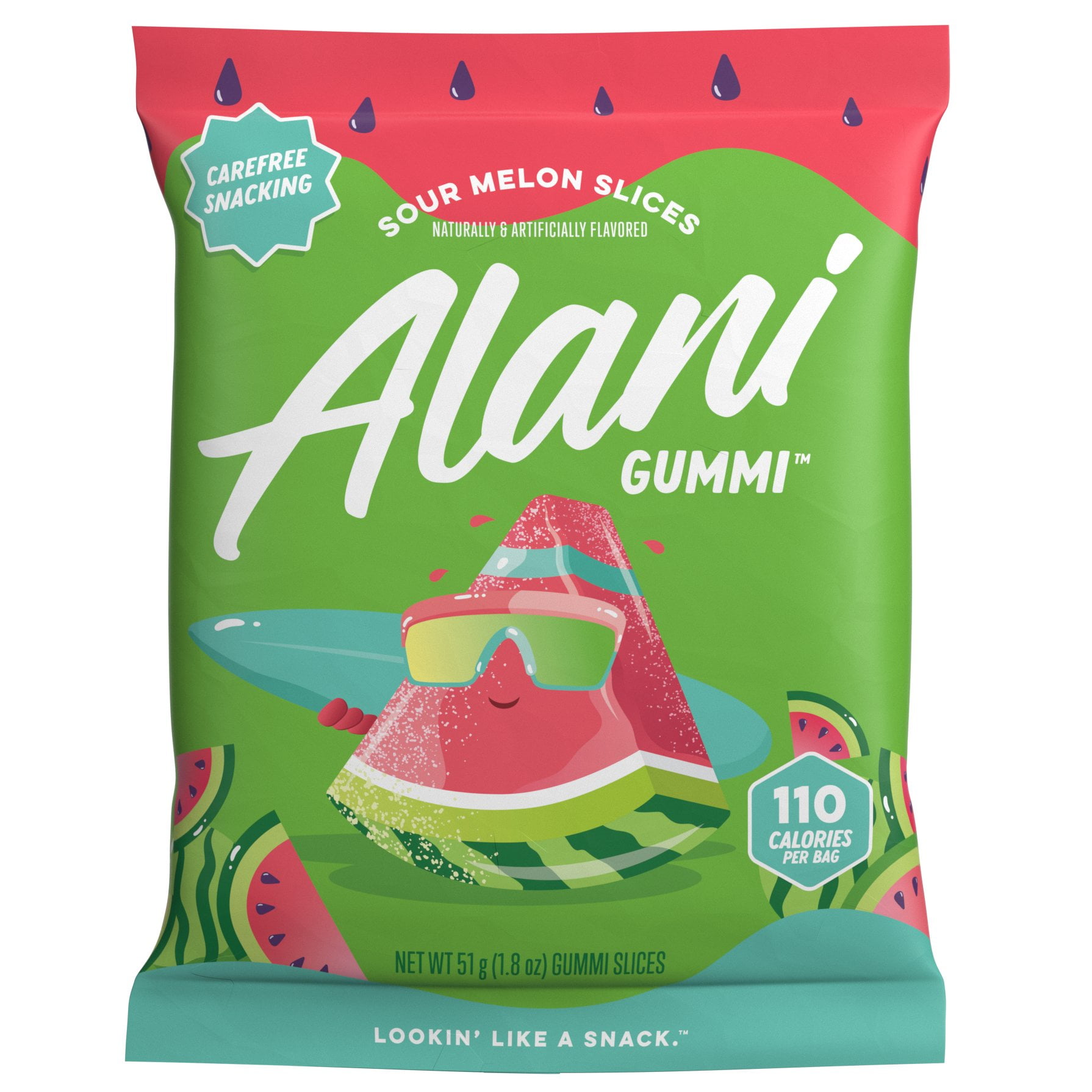 Alani Nu Gummi Sour Melon Slices, 1.8 oz (Package May Vary)