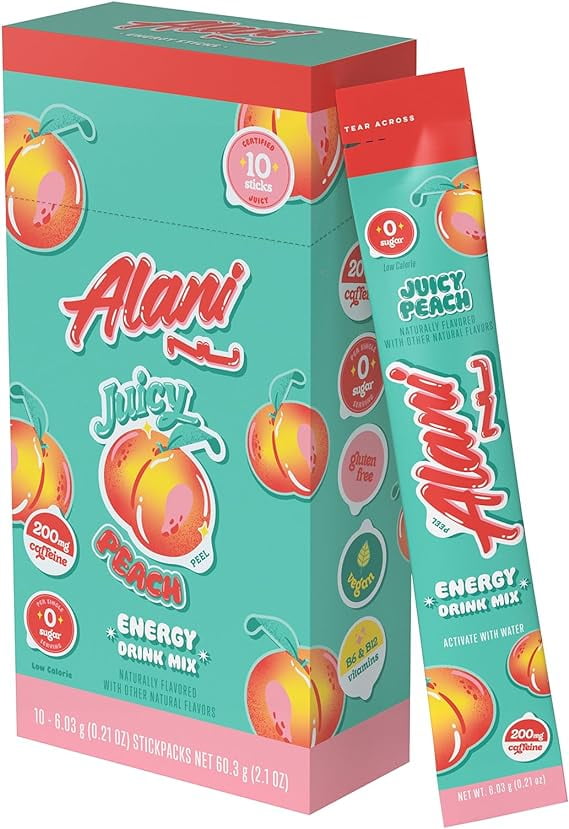 Alani Nu Juicy Peach Energy Sticks Energy Drink Powder 200mg
