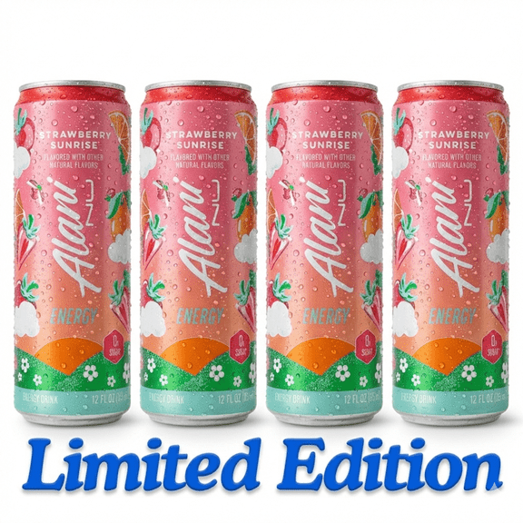 Alani Nu Limited Edition Energy Drink Strawberry Sunrise 12oz - pack of 4
