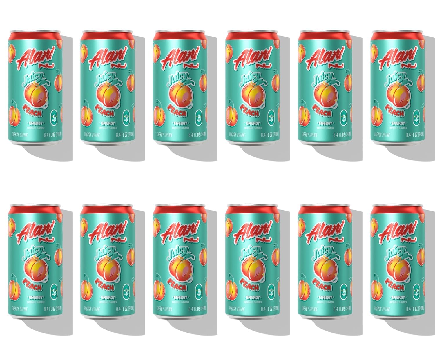 Alani Nu Mini Energy Drink Juicy Peach 8.4 fl oz 12 Cans