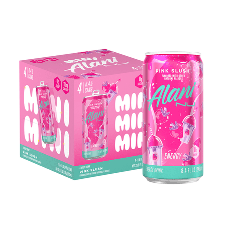Alani Nu Mini Pink Slush Energy Drink, 8.4 fl oz Cans, 4 Pack