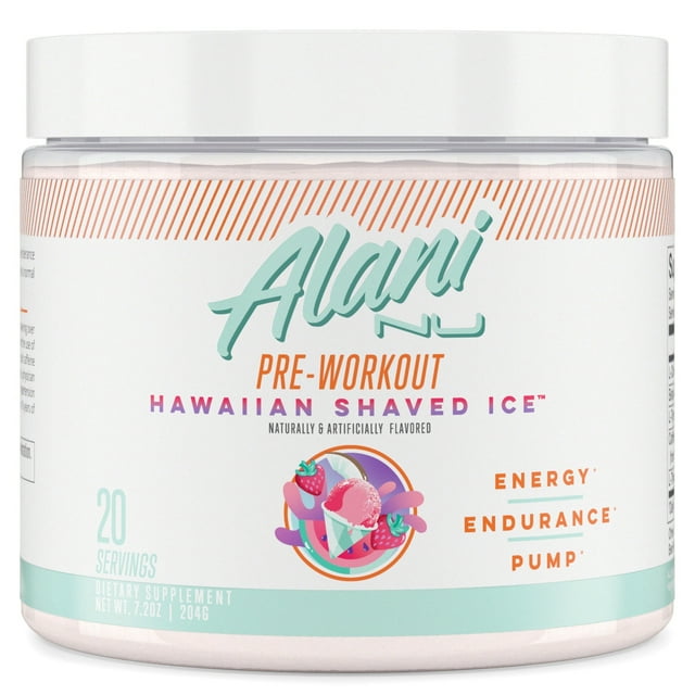 Alani Nu Energy PreWorkout Supplement Powder, Hawaiian Shaved Ice Flavor, 7.3oz, 20 Servings