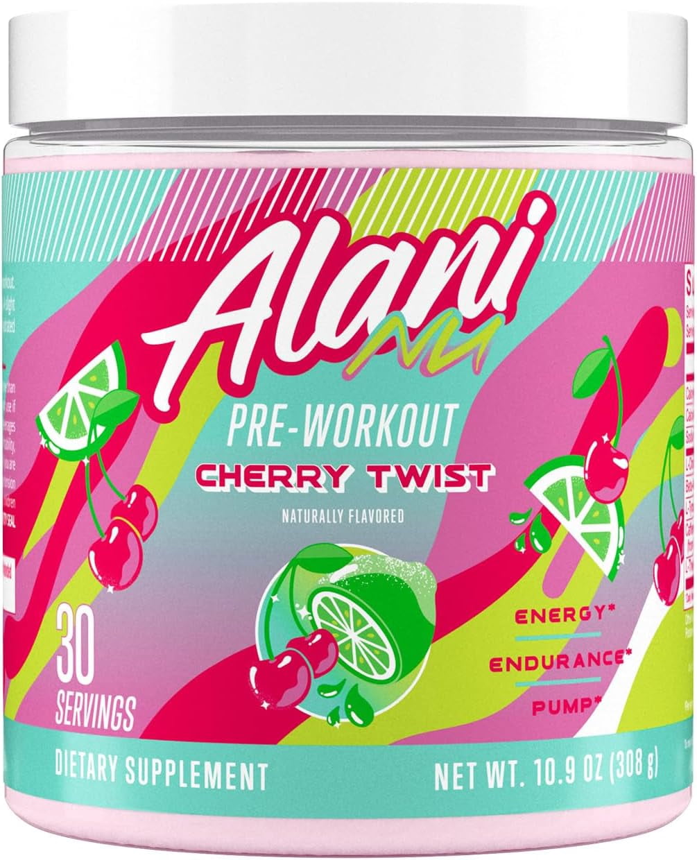 Alani Nu Pre-workout Powder, Cherry Twist, 20 Servings, 200mg Caffeine