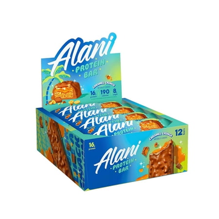 Alani Nu Protein Bar, Caramel Crunch, 12 Protein Bars, 1.69 oz (48 g) Each