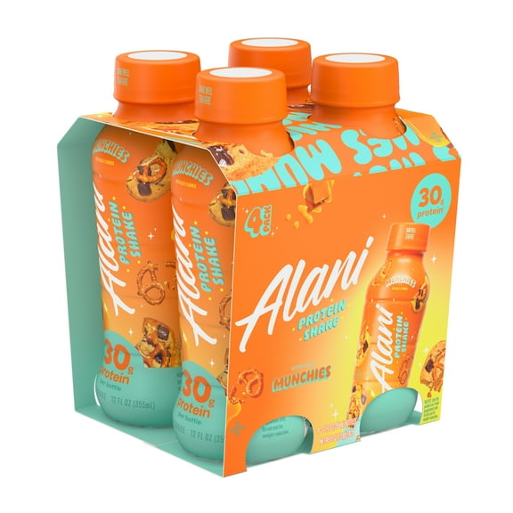 Alani Nu Protein Shake, Munchies, 12 fl oz, 4 Pack, Bottles, 30g Protein, Gluten Free