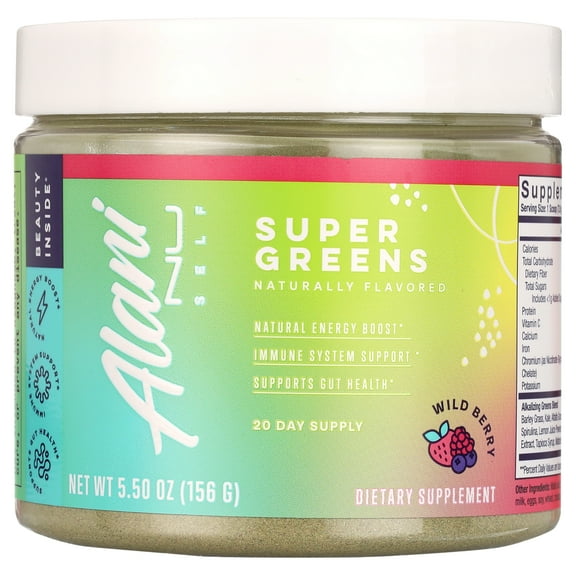 Alani Nu Super Greens Powder, Wild Berry, 30 Servings, Spirulina, Vegan