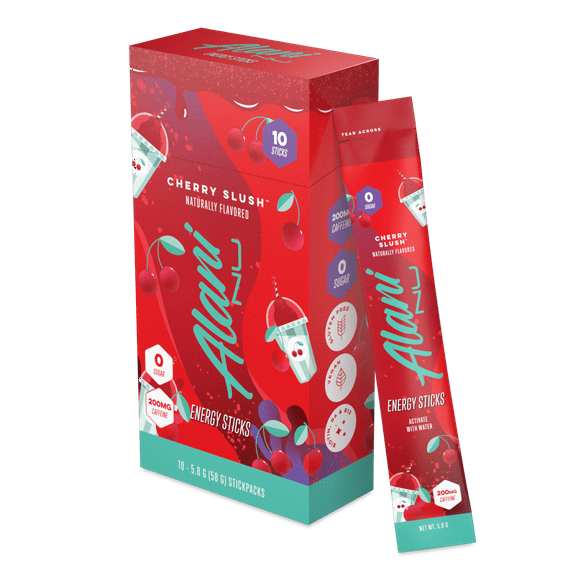 Alani Nu Energy Sticks, Cherry Slush, 10 Count, 200mg Caffeine, Zero Sugar