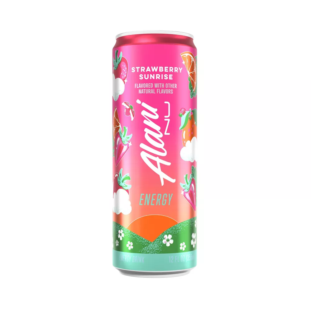 Alani Nu Strawberry Sunrise Energy Drink, 12 fl oz Cans, Pack of 6