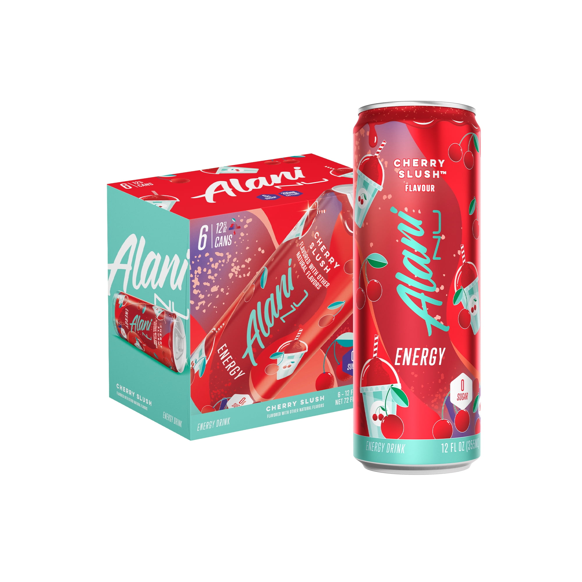 Alani Nu Sugar Free Energy Drink, Cherry Slush, 12 fl oz, 6 Pack, Cans, 200mg Caffeine
