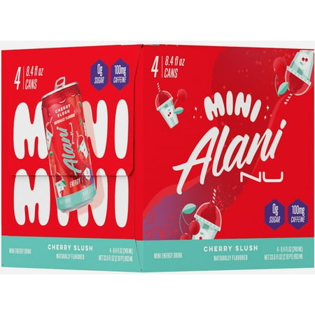 Alani Nu Sugar Free Energy Drink, Cherry Slush, 8.4oz Cans (4 Pack)