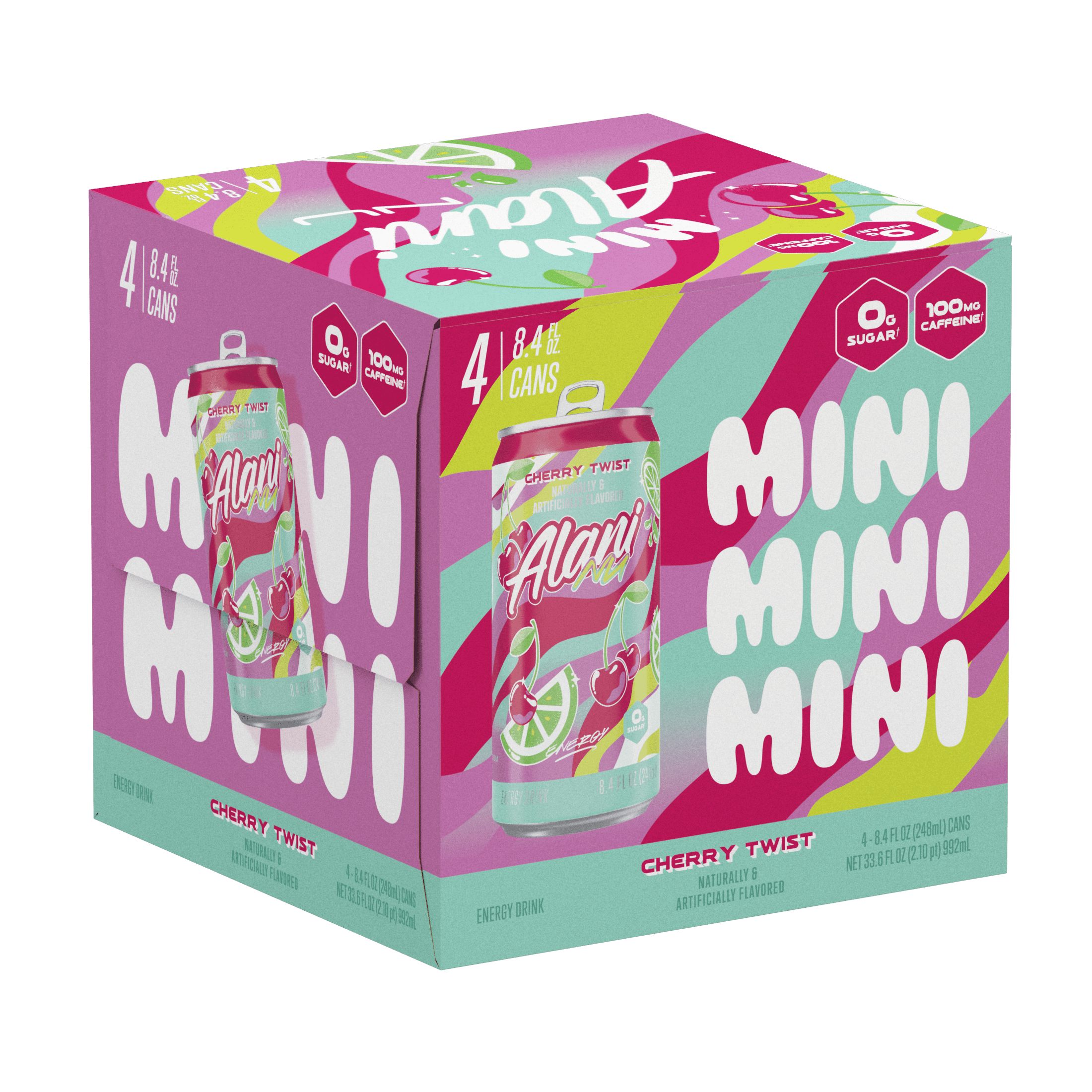 Alani Nu Sugar Free Energy Drink, Cherry Twist, 8.4oz Cans (4 Pack)