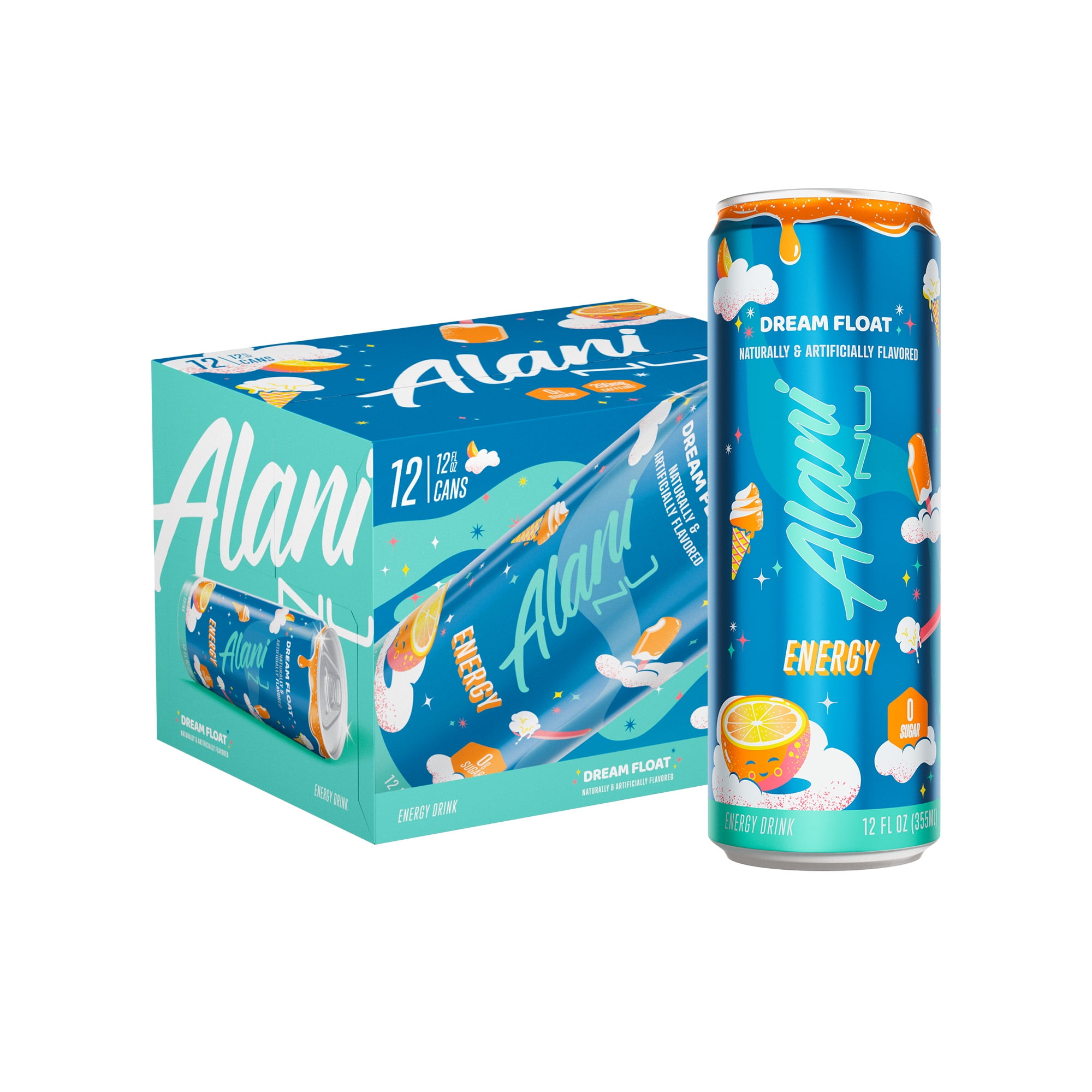 Alani Nu Sugar Free Energy Drink, Dream Float, 12 fl oz, 12 Pack, Cans, 200mg Caffeine