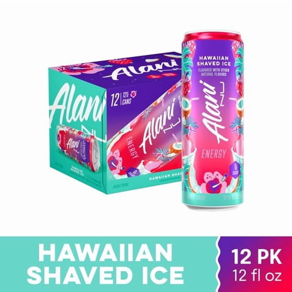 Alani Nu Sugar Free Energy Drink, Hawaiian Shaved Ice, 12 fl oz, 12 Pack, Cans, 200mg Caffeine