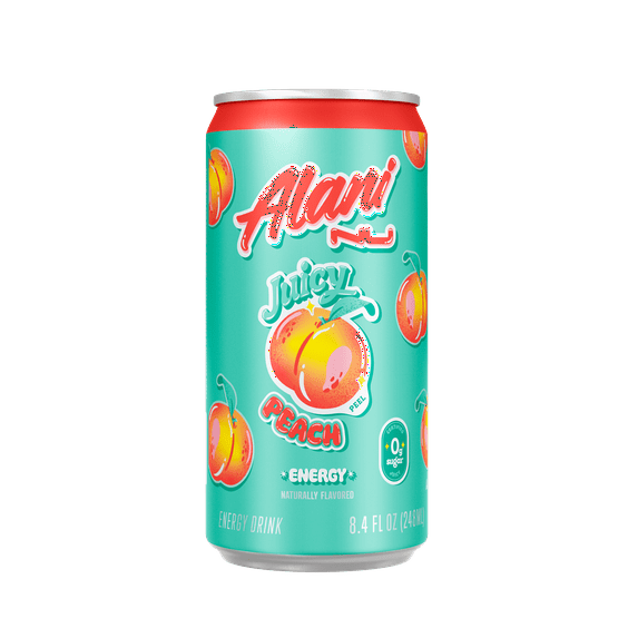 Alani Nu Sugar Free Energy Drink Mini, Juicy Peach, 8.4 fl oz, Can, 100mg Caffeine