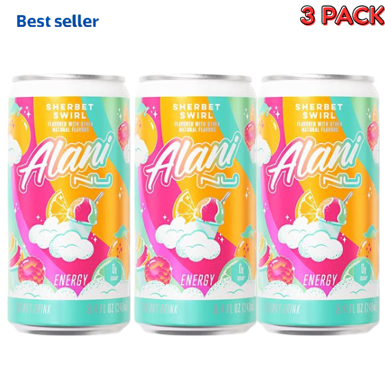 Alani Nu Sugar Free Energy Drink Mini Sherbet Swirl 8.4 fl oz ( 3pack)