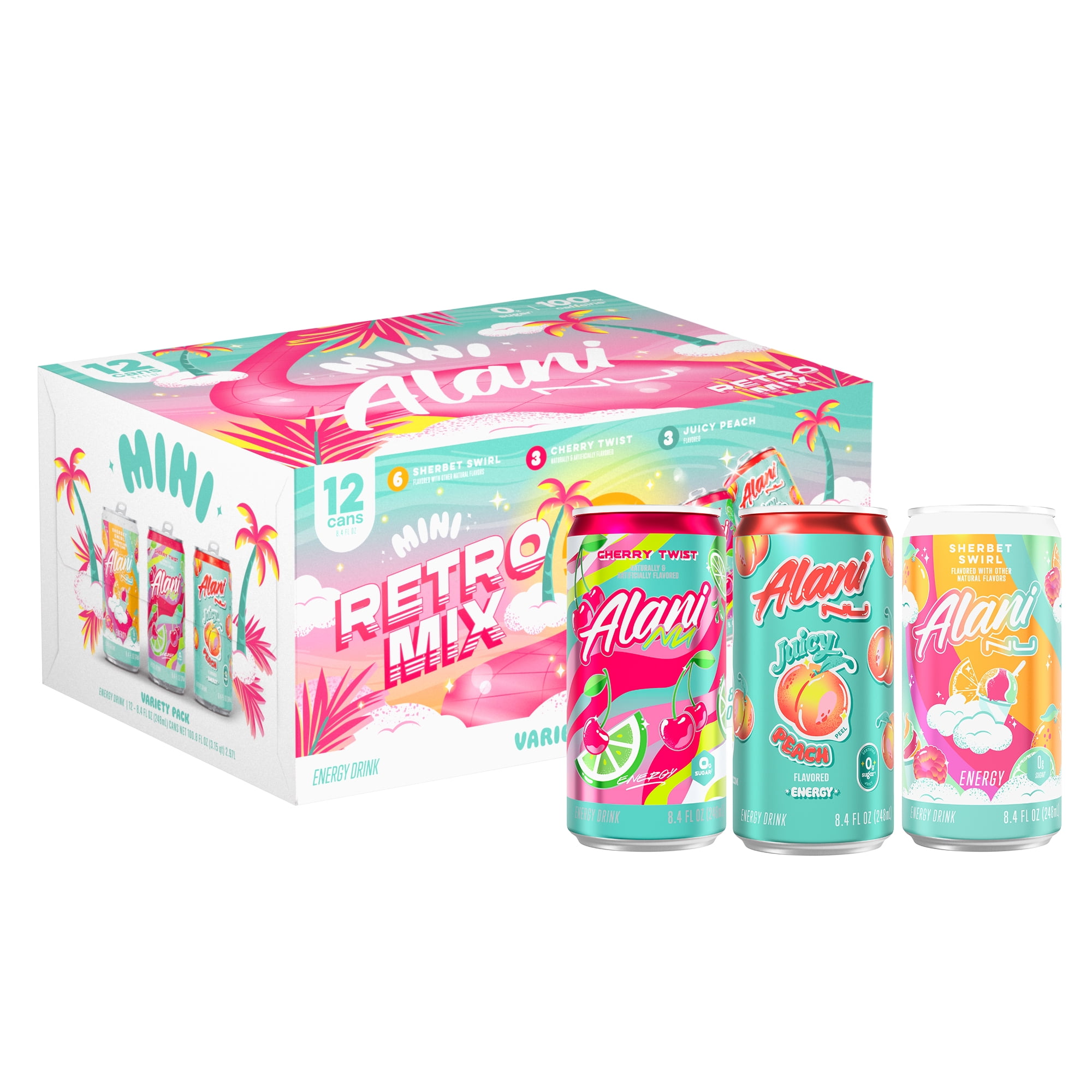 Alani Nu Sugar Free Energy Drink Mini, Variety Pack, Sherbet Swirl