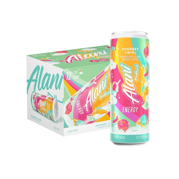 Alani Nu Sugar Free Energy Drink, Sherbet Swirl, 12 fl oz, 12 Pack, Cans, 200mg Caffeine