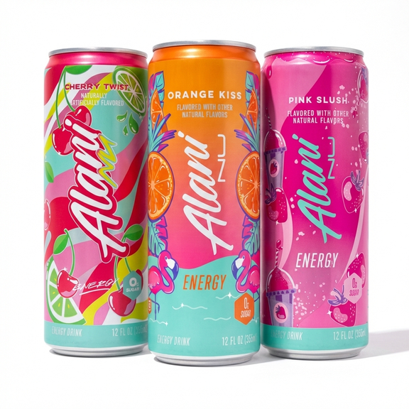Alani Nu Sugar Free Energy Drink, Variety Pack, Pink Slush, Orange Kiss, Cherry Twist, 12 fl oz, (3 Pack)