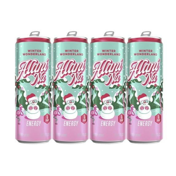 Alani Nu Sugar Free Energy Drink, Winter Wonderland, 12 fl oz, Can, 200mg Caffeine, 4 Pack