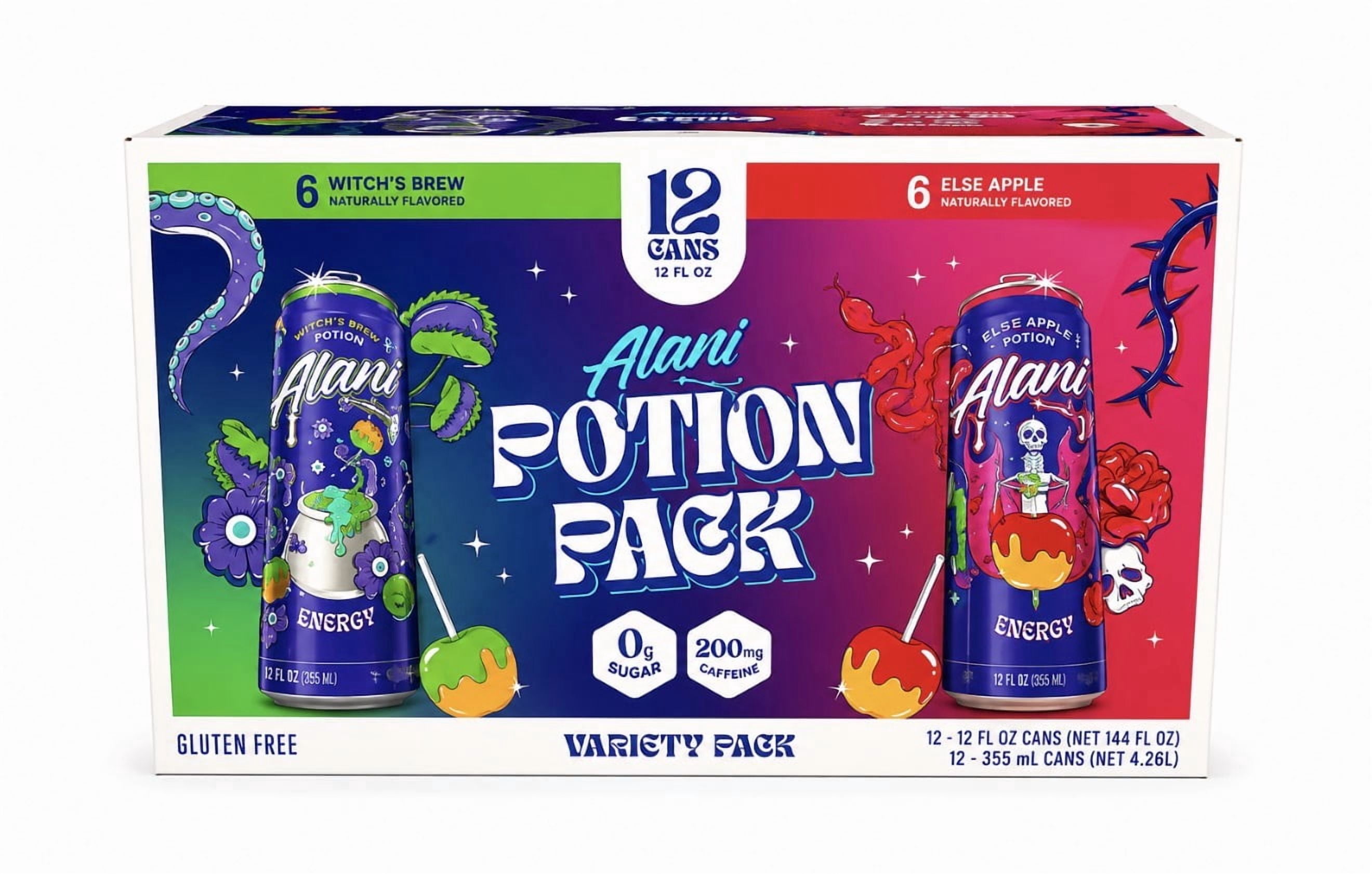 Alani Potion Pack Energy Drink Variety Pack, 12 fl oz, 12 Count WITCHES BREW RUBY APPLE