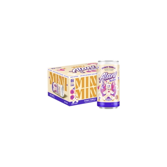 Alani Nu Mini Energy Drinks, Voodoo Vanilla Flavor, Sugar Free, Low Calorie, 65mg Caffeine, Biotin, B Vitamins, 12 Pack, 8.4 Fl Oz Cans