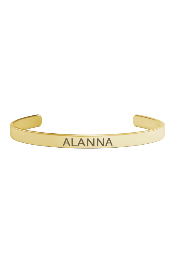 Alanna Bracelet - Gifts for Alanna - Personalized Cuff Bangle for Women Color: Gold