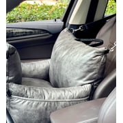 Alansma Portable Car Dog Crate Detachable Seat Belt Fastening Car Dog Kennel Seats Suitable for Small and Medium-Sized Dogs and Cats, Grey, Medium