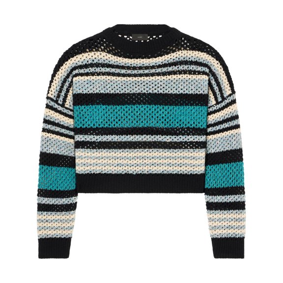 Alanui Cropped Ocean Stripes Sweater With Textured Loose Knit (Women's)