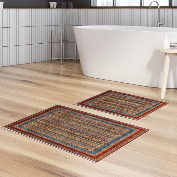 Alanur Home - Multicolor - Tranquil - Bathmat Set (2 Pieces)
