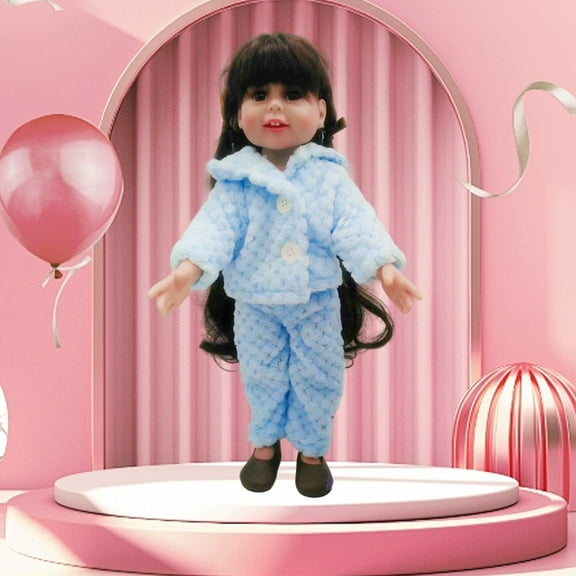 Alaparte 18 Inch Winter Doll Velvet Vests Jacket Denim Jacket Three Piece Set Jumpsuit Reborn Doll Clothing Accessories Blue Free Size