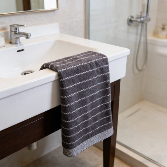 Alaparte Brown Striped Cotton Hand Towels for Bathroom, 14"x30" Ultra Soft Absorbent Decorative Hand Towels for Kitchen & Everyday Use Breathable Hand Face Towels for Spa Gym Hotel