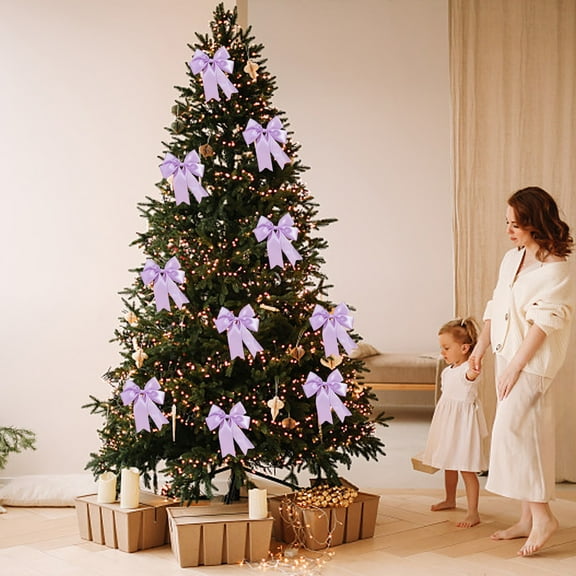 Alaparte Christmas Polyester Ribbon Swallow Tailed Bow Double Gift Packaging Ribbon Bow Christmas Tree Decorations Purple Free Size