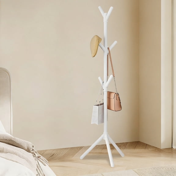 Alaparte Coat Racks Freestanding Coat Rack with 6 Hooks, 3 Adjustable Heights, Modern Hall Tree, Sturdy Plastic Clothes Stand for Entryway, Office, Bedroom, for Coats, Hats, Handbags and Scarves