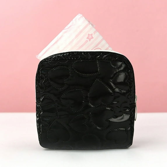 Alaparte Compact Quilted Makeup Bag - Cute and Multifunctional for Travel, Holds Cosmetics and Menstrual Products - Small Size for Handbag