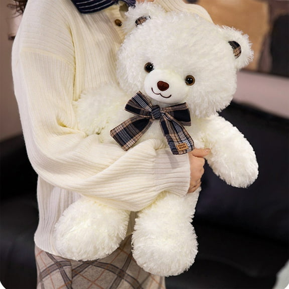Alaparte Cute And Charmings Bowtie Bear Bear Plushes Toy Huggables Bear Children'S Companion Comforting Doll White Free Size