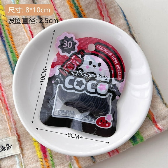 Alaparte Kids High Stretch Candy Color Scrunchies Pack of 30 - Black Anti-Lice, Elastic Hair Bobbles for Braids & Ponytails - Soft and Stretchy Hair Loops for All Hair Types