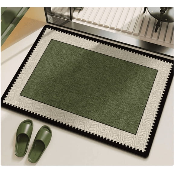 Alaparte Luxury Sage Green Frame Line Bathroom Rug, 16x24 inch Extra Soft and Absorbent Microfiber Bath Rugs, Non-Slip Plush Shaggy Bath Carpet, Bath Mats for Bathroom Floor, Tub and Shower