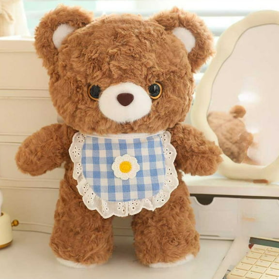 Alaparte Mini Bear Doll With Scarf Plush Toy For Children Soothing Sleep Pillow Plush Toy For Boys And Girls Holiday Birthday Gift Blue 25*14*5Cm