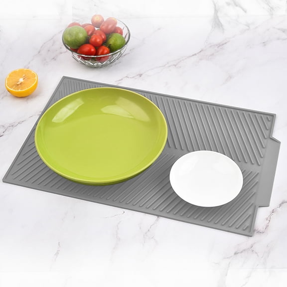 Alaparte Silicone Twill Drip Mat Kitchen Sink Drip Mat Tableware Fruit And Vegetable Drip Drying Mat High Temperature Proof Heat Insulation Mat Gray Free Size