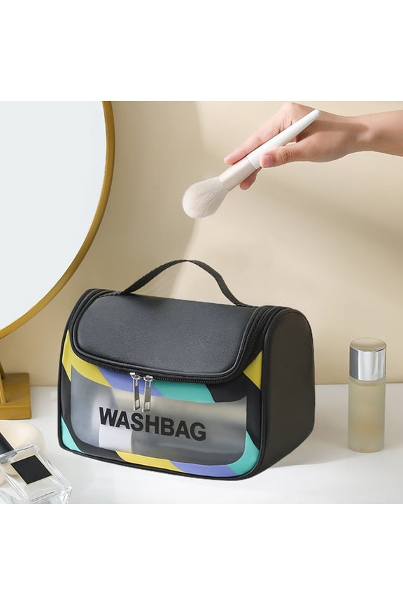 ,Translucent Cosmetic Bag Cosmetic Bag Set Frosted Translucent PVC With Zipper Handle Portable Travel Bag Hangable And Handy Cosmetic Bag,Makeup Supplies for Girls