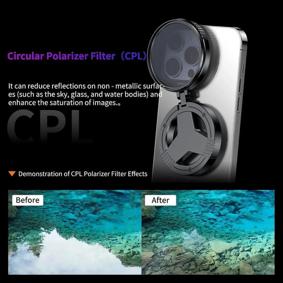 Alaparte iPhone Filter Lens - 52mm Polarizing Filter, Drop-Resistant & Anti-Glare, Reduces Reflections Enhances